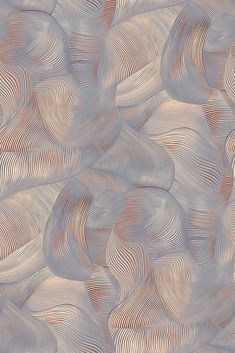 an abstract pattern made up of wavy lines and curves in shades of blue, pink, beige and white