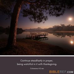 the moon is setting over a lake with a dock and trees in front of it