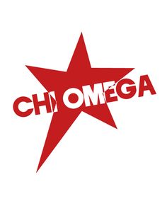 a red star with the word chomega written in it's bottom corner