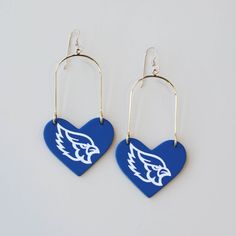 Blue Jays Heartthrobs - Nickel & Suede Nickel And Suede, Safety Pin Jewelry, Sports Jewelry, Everyday Tote, Blue Jays, Charm Rings, Pin Jewelry, Light Weight Earrings, Metallic Leather