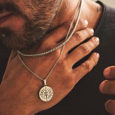 🧭MENS COMPASS NECKLACE🧭 •Starting under $40 this week only! •Buy Now Pay Later with interest free installment payment options! Just select the provider of your choice at checkout! Our stunning mens compass pendant necklace is the perfect compliment to any outfit. This stylish masculine minimalist pendant is crafted with 925 sterling silver as a base and 18k pvd vacuum gold plating for lasting quality. Unique and meaningful, the compass is a symbol of guidance, protection, and understanding, gu Waterproof Necklaces, Compass Rose Necklace, Hot Necklaces, Compass Design, Compass Pendant, Compass Necklace, Coin Pendant Necklace, Mens Chain Necklace, Rose Necklace