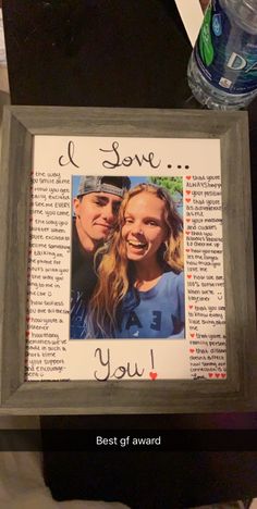 an old photo frame with the words i love you in it and a couple's face