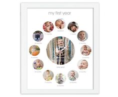 a baby's first year is shown in a white frame with many different pictures