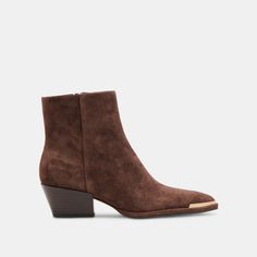 NONAH WIDE BOOTIES DK BROWN SUEDE Dolce Vita Boots, Dolce Vita Booties, Dark Brown Boots, Booties For Women, Favorite Boots, Designer Boots, Shoes Booties, Black Booties, Brown Suede