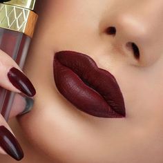 Dark Lip Color, Dark Maroon Lipstick, Vampy Lipstick, Maroon Eye Makeup, Lips Nails