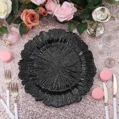 6 Pack | 13inch Black Round Reef Acrylic Plastic Charger Plates, Dinner Charger Plates Black Charger Plates, Acrylic Charger Plates, Apartment Finds, Black Charger, Red Carpet Event, Diy Home Decor Easy, Wedding Table Settings, Acrylic Plastic, Black Plates