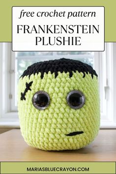 a crocheted pumpkin with the words free crochet pattern for it's face