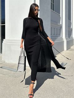 F00222794-404 Chic Long Black Bodycon Dress, Strap Dress Summer, Halter Tie Dress, Knitted Turtleneck, Turtleneck Sleeveless, Suspenders For Women, French Dress, Floral Chiffon Dress, Flare Sleeve Dress