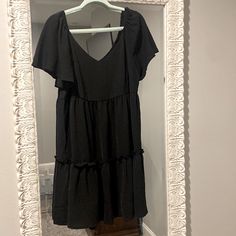 Roly Poly Brand, Size Medium, Black. Flutter Sleeves, Flowy Black Tiered Mini Dress For Brunch, Black Flutter Sleeve Dress For Brunch, Black Flutter Sleeve Dress For Date Night, Black Mini Dress With Flutter Sleeves For Spring, Black Flutter Sleeve Mini Dress For Spring, Boutique Style Dresses, Poly Dress, Roly Poly, Boutique Style