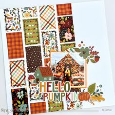 a close up of a card with pumpkins and fall decorations on it's side