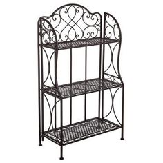 wrought iron baker's rack with three shelves