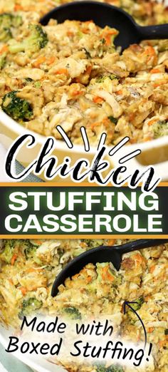 chicken stuffing casserole made with boxed stuffing