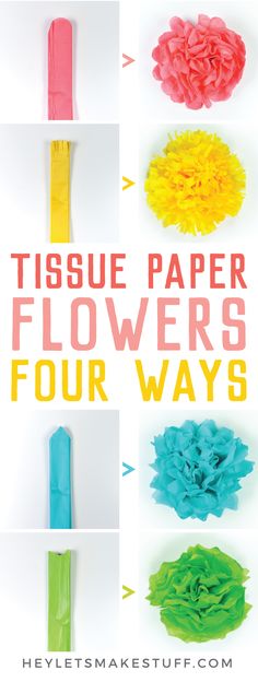 tissue paper flowers that are colorful and easy to make with the help of your child