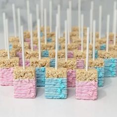 there are many desserts made out of rice krispy kreme squares and marshmallow sticks