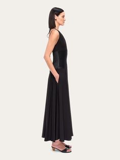 Longline cady viscose dress - Ready to Wear - Women - Salvatore Ferragamo US Viscose Dress, Casual Clothes, Long A Line, Salvatore Ferragamo, Dress Black, New Collection, Ready To Wear, Black Dress, Casual Outfits