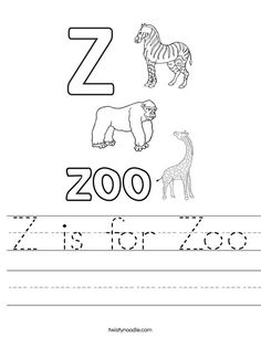 the letter z is for zoo worksheet with pictures and letters to print out