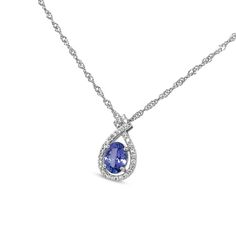 Rhodium Over Sterling Silver 8x6mm Oval Tanzanite and Cubic Zirconia Pendant 1.25ctw Elegant Oval Brilliant Cut Gemstones, Oval Diamond Gemstones With Prong Setting, Oval Brilliant Cut Gemstones For Fine Jewelry, Oval Diamond-cut Gemstones For Formal Occasions, Oval White Gold Gemstones With Brilliant Cut, Formal Oval Diamond-cut Gemstones, Classic Pear-shaped Gemstones For Anniversary, Fine Jewelry Oval Gemstones With Center Stone, Oval Brilliant Cut Dazzling Gemstones