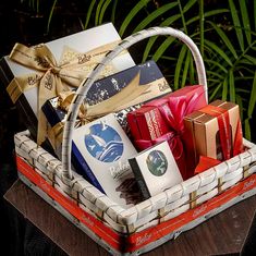 a basket filled with lots of different types of gifts