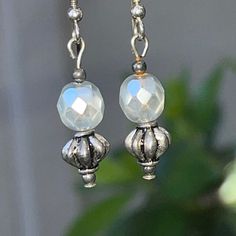 Lovely, Brand New, Artisan Made, Sterling Silver Bali Bead And Faceted Frosted Crystal Pierced Earrings. Approx 1-1/2 Inches From Top To Bottom. Pierced Earrings, New Color, Bali, Jewelry Earrings, Women Jewelry, Beads, Sterling Silver, Crystals, Brand New