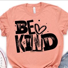 BE Kind T-SHIRT.  Love this fun, simply stated t-shirt design in many colors. Limited edition!  Great gift idea!  These are short sleeve, soft cotton, adult (men's) sizing. If you would like a LADIES Cut,, please review the size chart in the pictures, purchase your size. We love to make t-shirts.  If you don't see a color you like or want this design on something else, please let us know.  Please check out our other listings!   🌸  Don't forget to look closely at photos and size chart! We are ha Fashion Bella, Kindness Shirts, Black Screen, Make Color, Prism Color, The Purple, Positive Attitude, Unisex Shirts, Be Kind