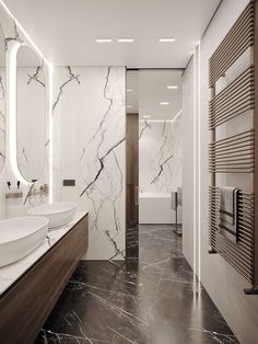 a bathroom with marble walls and flooring