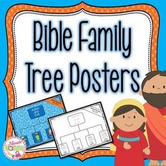 These brightly colored family trees are great for introducing prominent Bible figures in the Old Testament.  Also a great for introducing the relationships between various important people.  Families included: ~Adam and Eve ~Noah ~Abraham (Abram) ~Isaac ~Israel (Jacob)  The pages may be used individually or printed into a packet with the My Bible Family Trees page on top and stapled together.   The full color trees may be projected to the class, displayed on the wall on a bulletin board.  For ot Family Tree Activity, Bible Family Tree, Family Tree For Kids, Make A Family Tree, Family Tree Poster, Tree Map, The Old Testament, The Lords Prayer, Family Trees