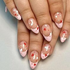 Romantic Design for Valentine's Day -- Valentine's Day heart-shaped fake nails feature a romantic and sweet feeling. The heart-shaped design can come in different colors and patterns, such as red, pink, or studded with diamonds, to attract attention and highlight the theme of Valentine's Day.💕💅
#fall #nails #autumn #nailart #nature #nailsofinstagram #beauty  #ValentinesNails #ValentinesDayNails #NailInspiration #NailGoals #LoveInTheDetails Short Fake Nails, Press On Nails Short, Valentine Nails, Manicure Diy, Flower Nail Designs, Nails Polish, Stick On Nails, Girls Nails, Heart Nails