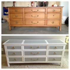 two different views of an old dresser