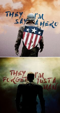 two movie posters with the same character in different colors and font, one has an american flag on it