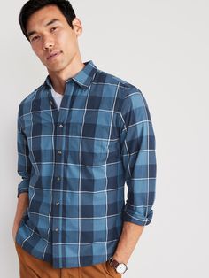 The Everyday Shirt for men is the button-down that puts in work eight days a week.  Spread collar.  Seamed back yoke, with center box pleat.  Long sleeves, with buttoned cuffs and buttoned sleeve plackets.  Patch pocket at left side of chest.  Soft-w Cotton Flannel Shirt For Workwear, Cotton Flannel Workwear Shirt, Cotton Flannel Workwear Shirt With Buttons, Cotton Button-up Flannel Shirt For Work, Cotton Flannel Button-up Shirt For Work, Everyday Cotton Collared Flannel Shirt, Everyday Cotton Flannel Collared Shirt, Cotton Flannel Shirt With Button Closure And Relaxed Fit, Relaxed Fit Cotton Flannel Shirt With Button Closure