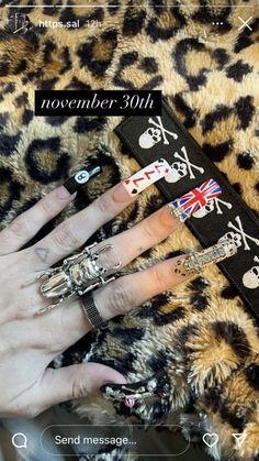 Nails Pictures Aesthetic, Funky Y2k Nails, Short Rockstar Nails, Punk Nails Acrylic, Stud Nails Designs, Nyc Nails Designs, Natural Look Nails, Doja Cat Nails, Slipknot Nails