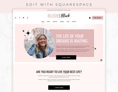 the website design for blush and black, which is designed to look like it's on