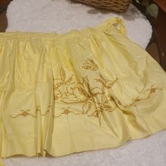 Hand Made Vintage Folk Apron 18" X 34" Vintage Half Apron, Half Apron, Yellow Color, Apron, Hand Made, Yellow, Women Shopping, Color