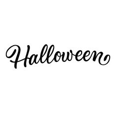 the word halloween written in black ink