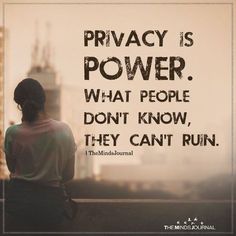 a woman sitting on top of a roof next to a tall building with the words privacy is power what people don't know, they can't run