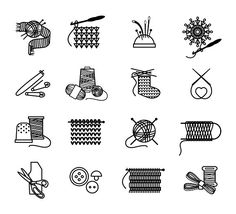 sewing related items are shown in this black and white image stock photo - 558972