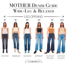 Guide To MOTHER Denim: Wide-Leg & Baggy Styles, Reviewed Wide Leg Denim Outfit, Denim Wide Leg, Denim Inspiration