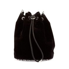 Alexander Wang-Black Suede Alpha Bucket Bag - Runway Catalog Trendy Evening Bucket Bag With Metal Hardware, Chic Black Studded Shoulder Bag, Formal Black Shoulder Bag With Studs, Evening Bucket Shoulder Bag With Snap Closure, Black Bucket Bag With Palladium Hardware, Evening Crossbody Bucket Bag With Silver-tone Hardware, Checked Fabric, Valentino Rockstud, Large Bag