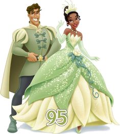 the princess and the frog characters are dressed up for their 25th anniversary celebration as prince and princess