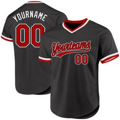 Custom Black Red-White Authentic Throwback Baseball Jersey Cropped Baseball Jersey, Mens Baseball Shirts, Custom Baseball Jersey, Baseball Women, Number 3, Baseball Players, Baseball Shirts, Baseball Jersey, Baseball Jerseys