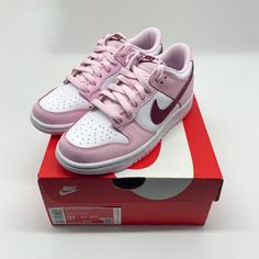 Nike Dunk Low 3.5y Grade School Sneakers Pink Foam Red White (Gs) Cw1590601 Condition: Brand New With Box Brand: Nike Model: Dunk Low Color: Pink Foam/Dark Beetroot White Size: 3.5y (Us) Style: Cw1590601 Release Year: 2021 All Products Are 100% Authentic Nike Dunk Low Pink Foam, Burgundy Nikes, School Sneakers, Air Shoes, Nike Model, Sneakers Pink, Nike Models, Lit Shoes, Nike Air Shoes