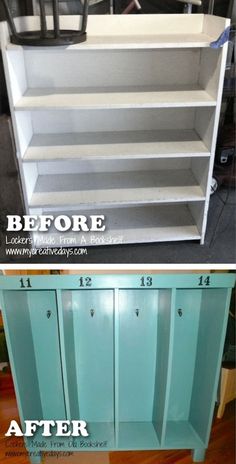 the before and after pictures of an old bookcase