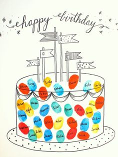 a happy birthday card with a cake on it