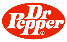 the dr pepper logo is red and white