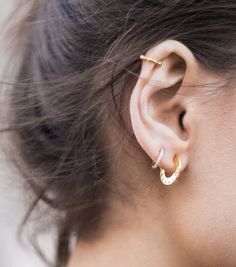 Pearcing Ear, Missoma Jewellery, Curated Ears, Gold Ear Jacket, Lucy Williams, Jewellery Business, Hammered Hoop Earrings, Coin Pendant Necklace