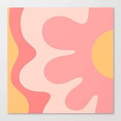 an abstract painting with pink, yellow and orange colors on white background canvas wall art print