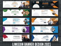 the linkedin banner design is designed to look like it has many different colors and shapes