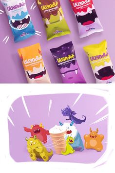 ice-cream packaging design Ice Cream Logo, Food Logo Design Inspiration, Cookies Branding, Ice Cream Packaging, Drinks Packaging Design, Childrens Meals, Ice Cream Brands, Pink Berry, Illustrator Design Tutorial