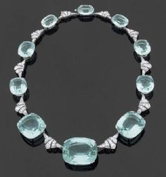 Luxury Art Deco Necklace With Polished Finish, Luxury Art Deco Necklaces With Polished Finish, Art Deco Jewelry Necklaces, Bijoux Art Deco, Aquamarine Necklace, Art Deco Necklace, Aquamarine Jewelry, Olivia Palermo, Necklace Gemstone