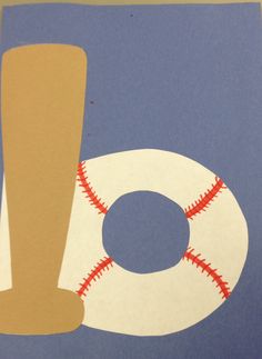 an image of a baseball bat and ball on a blue background with the letter o